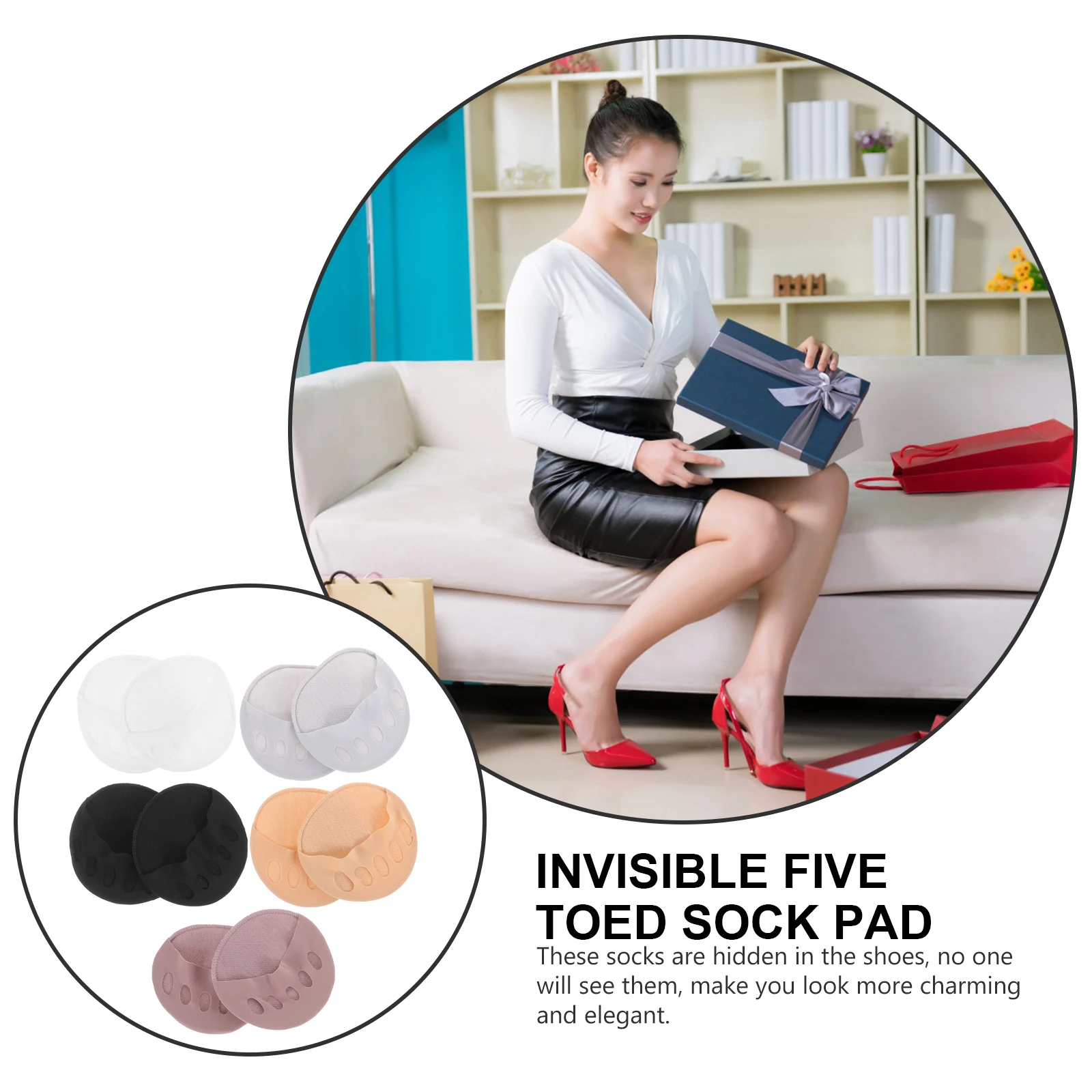 

5 Pairs Five Toe Socks Invisible Half High Heel Cotton Forefoot Separated Finger Non Slip Summer Socks For S als Pumps High