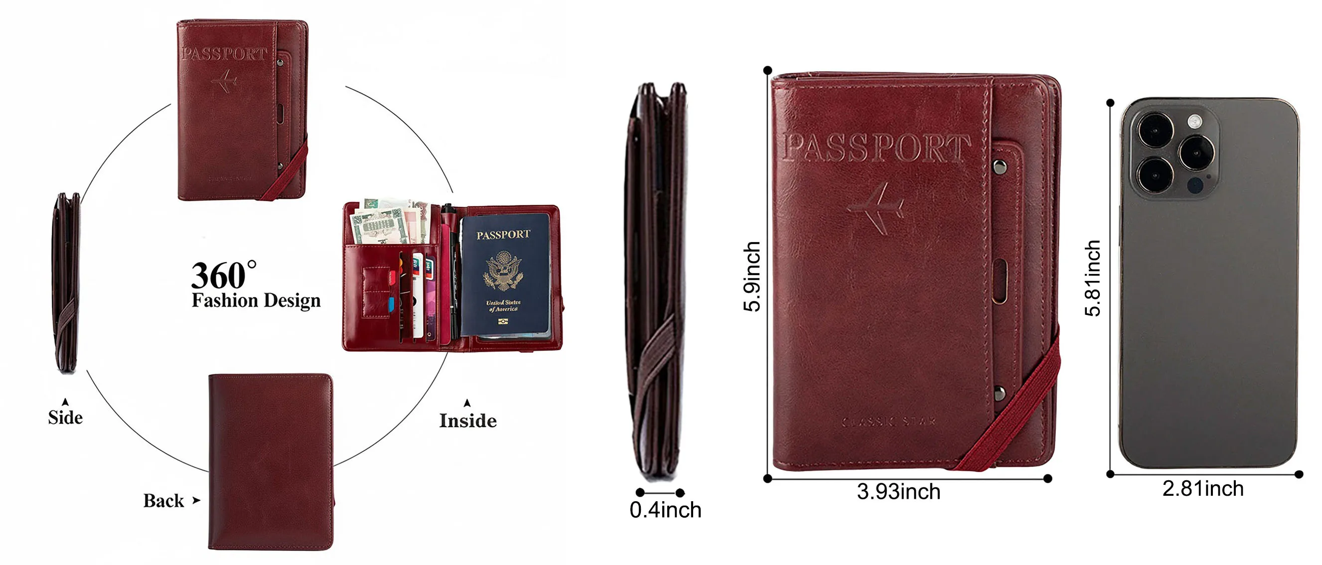 Herren Damen Leder Reisepasshülle RFID-Blockierung Reisebrieftasche Reisepassetui mit Stifthalter Dual-SIM-Kartenfächer – Detail 20