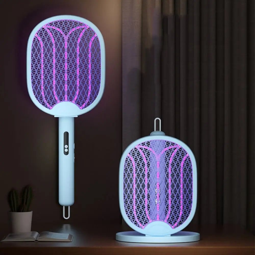 2 في 1 منشة الماموس الكهربائي USB قابلة للشحن المحمولة يطير علة صاعق الأمن صافي يده البعوض القاتل مصباح الصيف