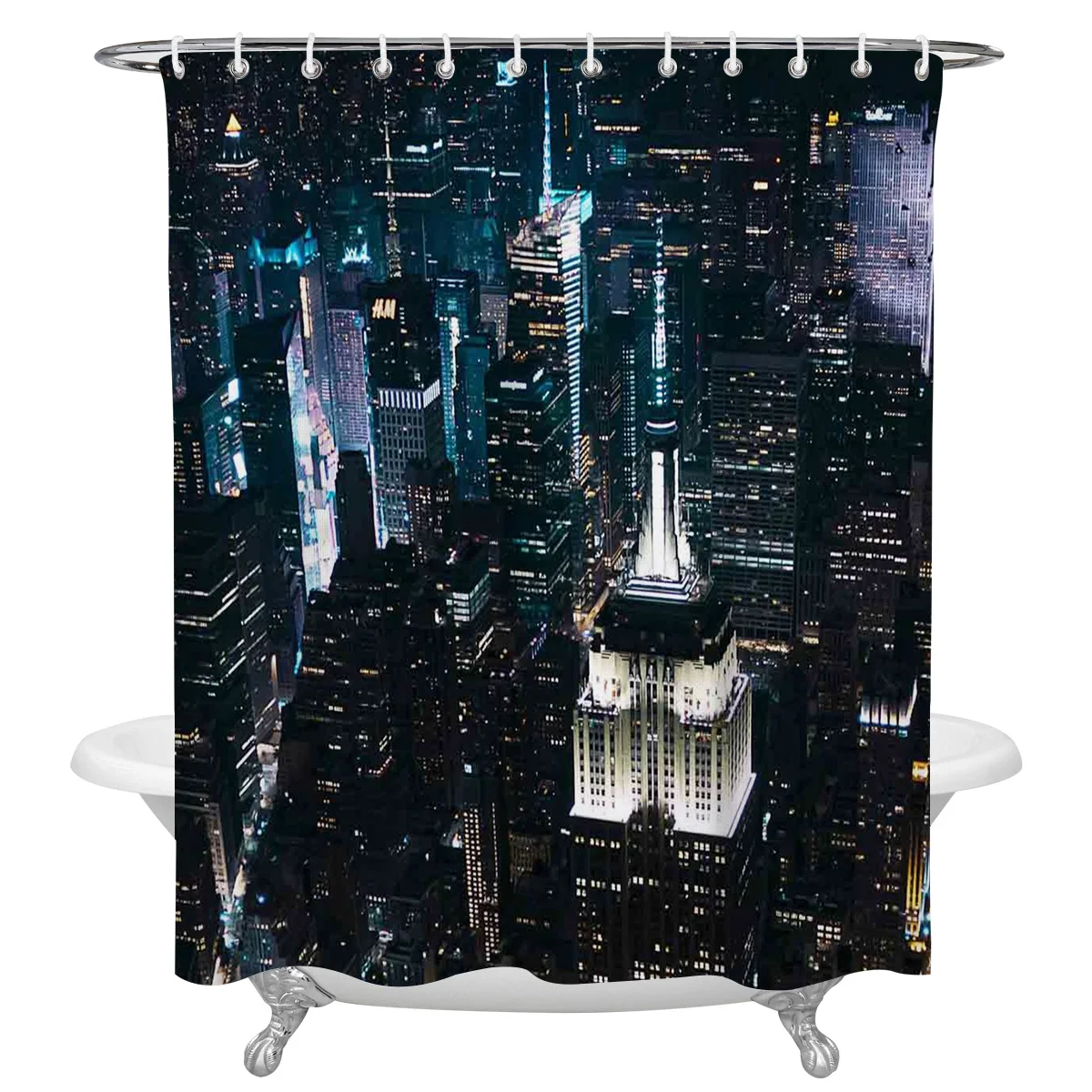 New York City Night View Waterproof Bathroom Decoration Shower Curtain With Hook Printed Bathtub Curtains Bathroom Accessories