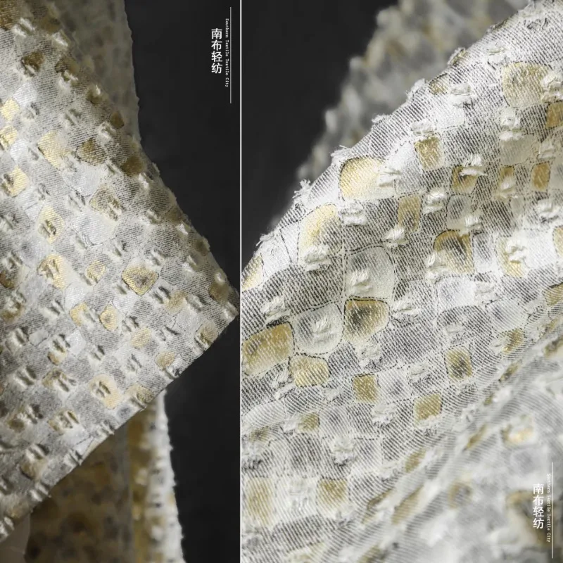 Жаккардовая джинсовая ткань с принтом в виде сетки для дизайнерских юбок, сумок, брюк, одежды, тканей для шитья по метрам