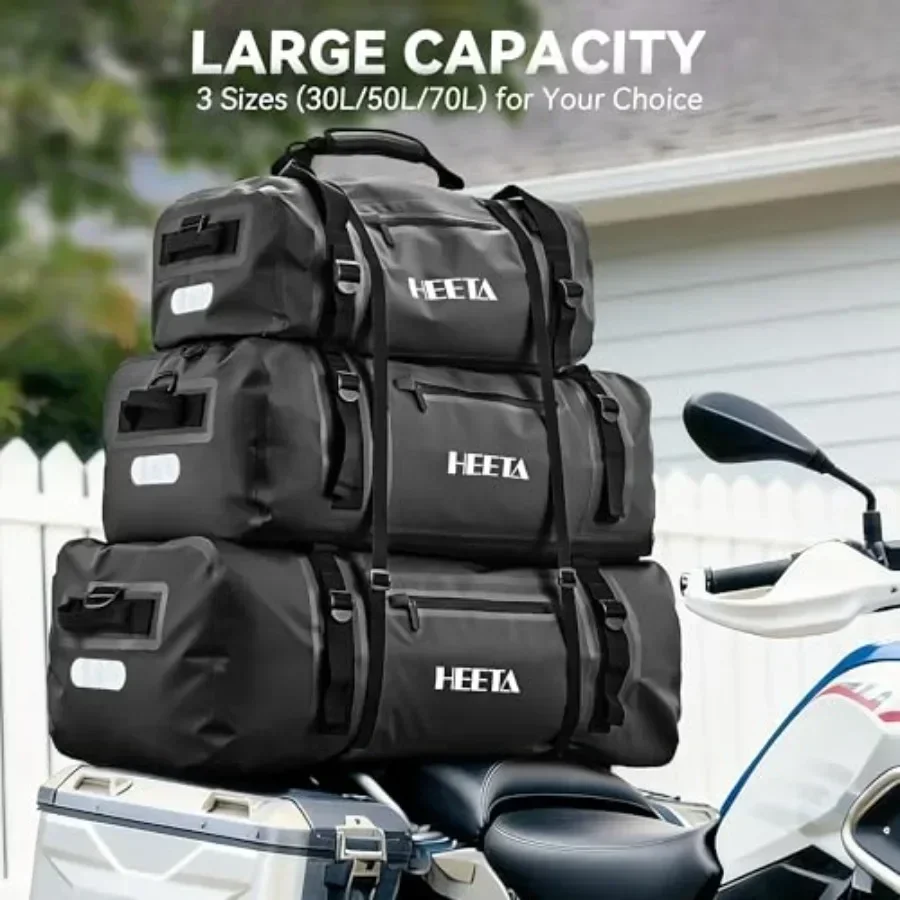Waterproof Motorcycle Dry Bag, Waterproof Duffel Luggage Travel Bags with Zippered Closure Pocket, Shoulder Straps, Large Space - Image 4