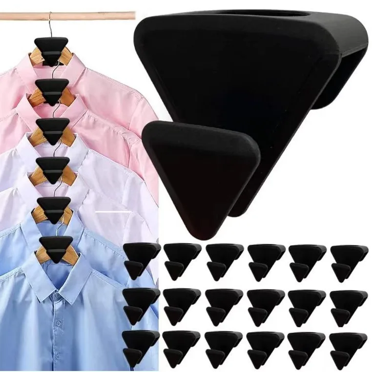 6/12/18pcs Triangle Multi-function Plastic Hanger Link Stackable Folding Hook Wardrobe Hanger Clothing Storage Rack