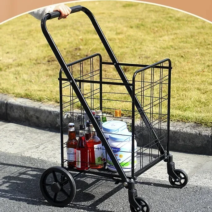 

Extra Large Alloy Steel Folding Shopping Supermarket Cart with 360 Rolling Swivel Wheels Large Capacity Duty Grocery Cart