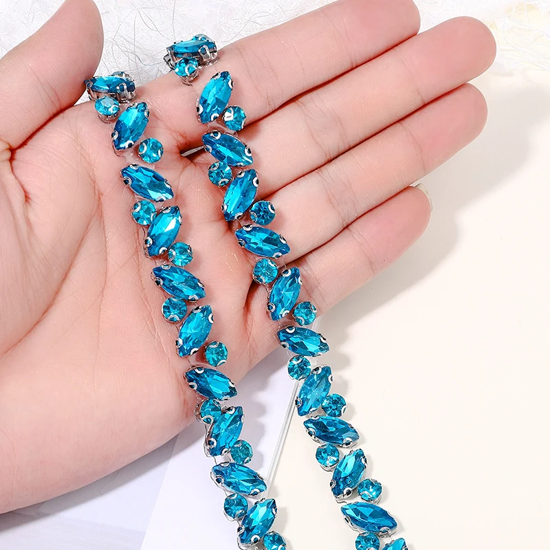 QIAO 1 Yard 8-Farben-Kristall-Strassband zum Aufbügeln für DIY-Reparaturen von Kleidern, Schuhen, Taschen und Accessoires, glänzende Strasssteine – Detail 8