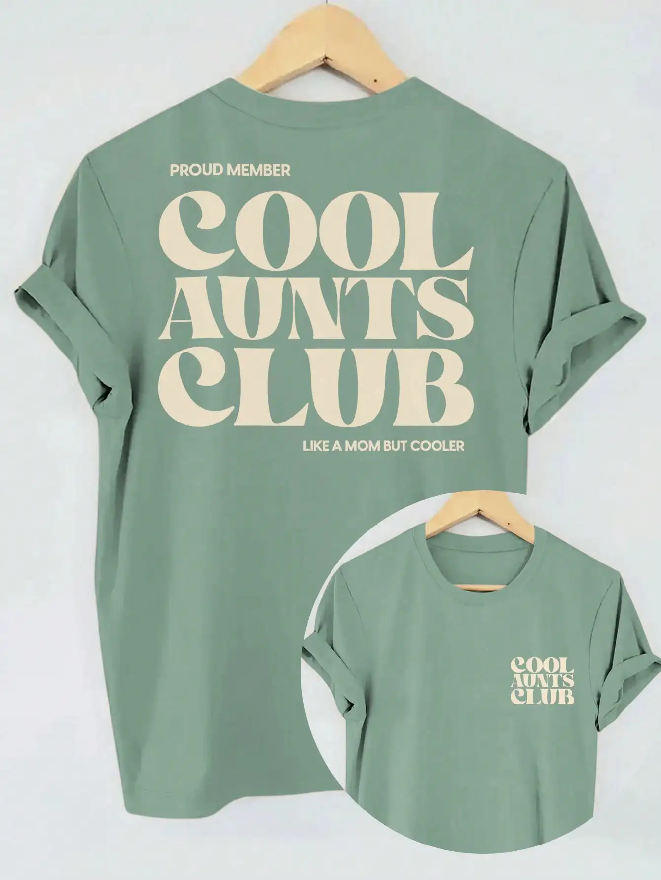 

Cool Aunts Club Graphic T-Shirt for Women - Proud Member Slogan, Casual Round Neck Short Sleeve Tee