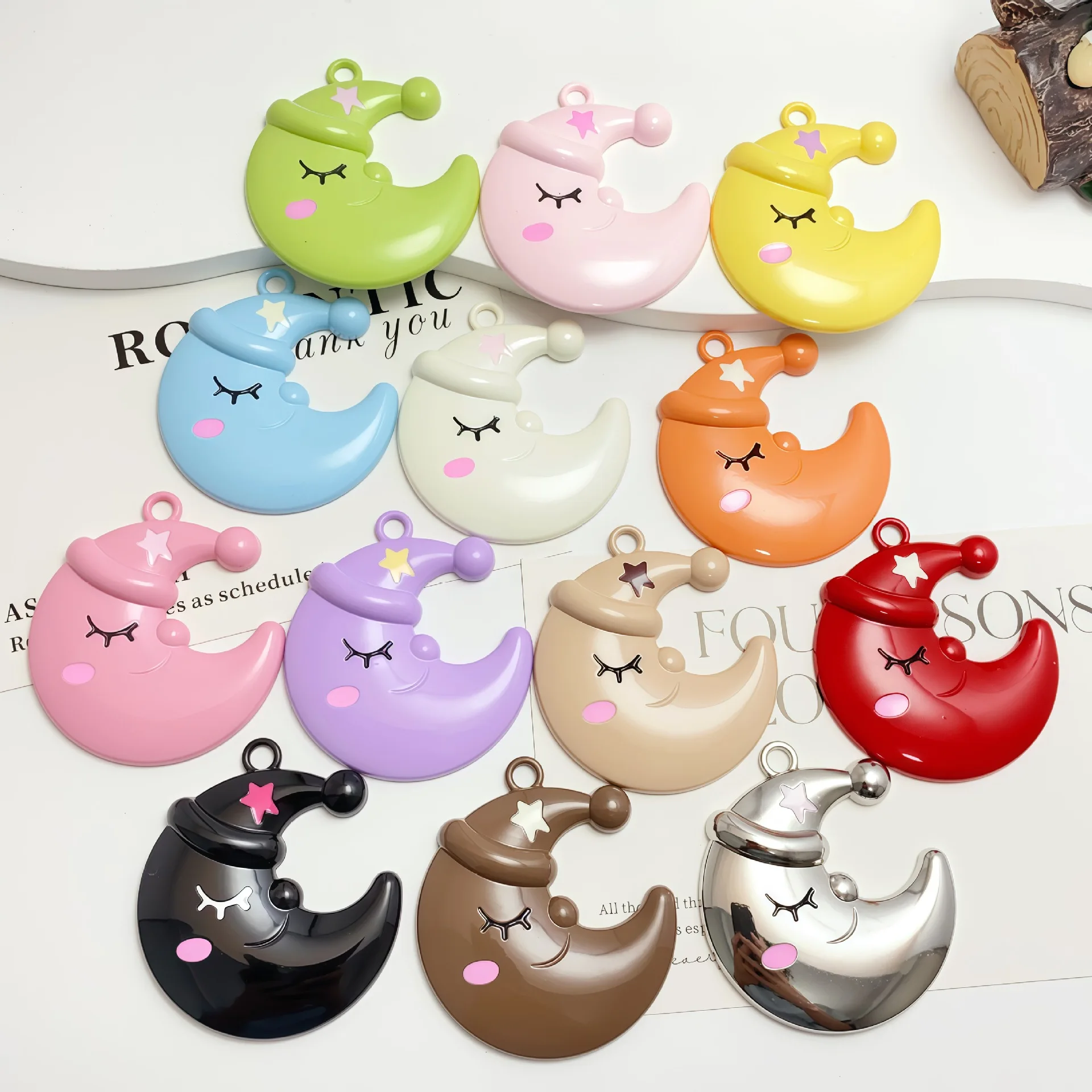 

10pcs New Alloy Creative Cartoon Moon Boat Keychain Pendant Charm for DIY Mobile Phone Chain Bag Jewelry Accessories