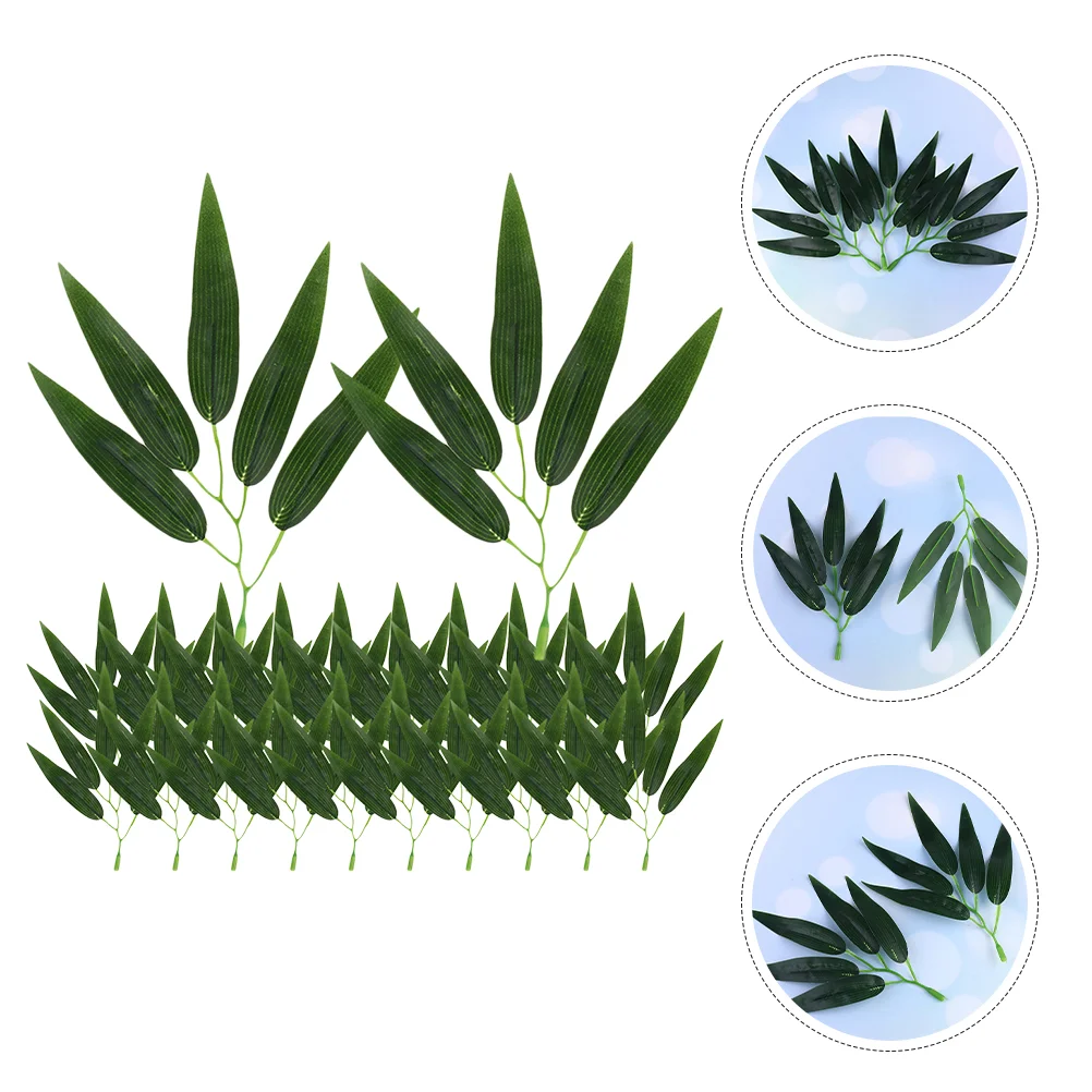 30 Pcs Five-leaf Small Bamboo Leaves Artificial Fake for Crafts Decor Plant Sushi Room Tape Lifelike Stems Bride Plants