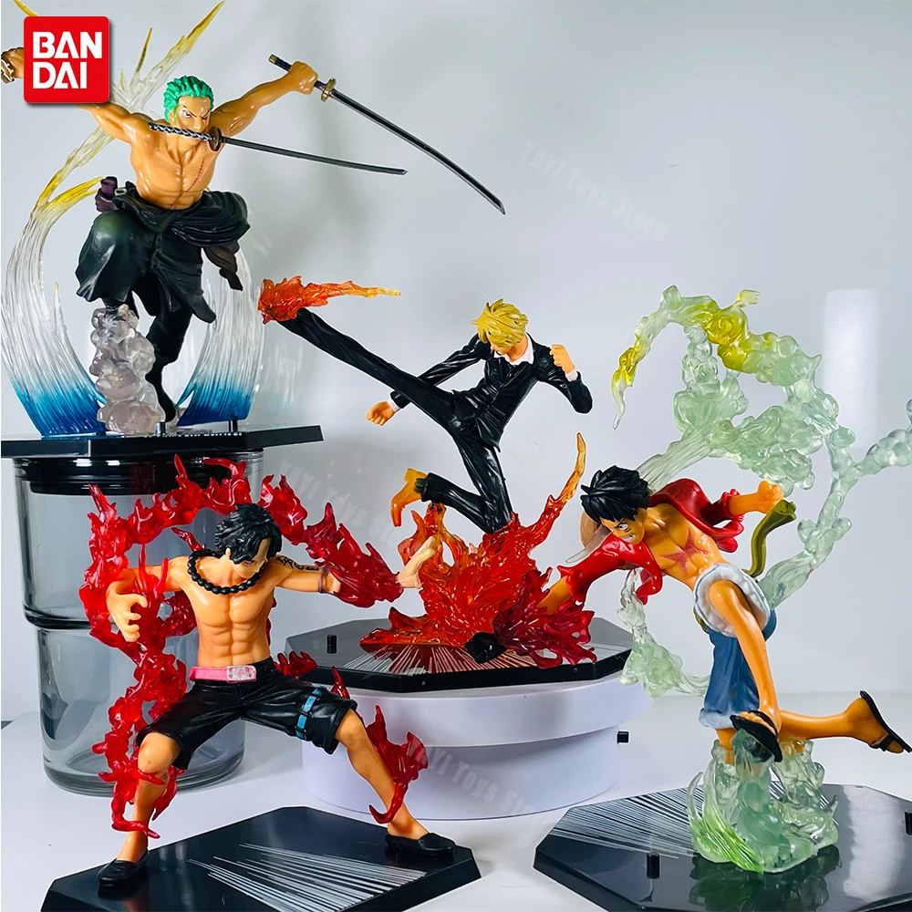 New One Piece Anime Figure Fire Fist Luffy Ace Sanji Battle Model Dolls PVC sabo Action Figurine Zoro Ghost Three-Knife Toys