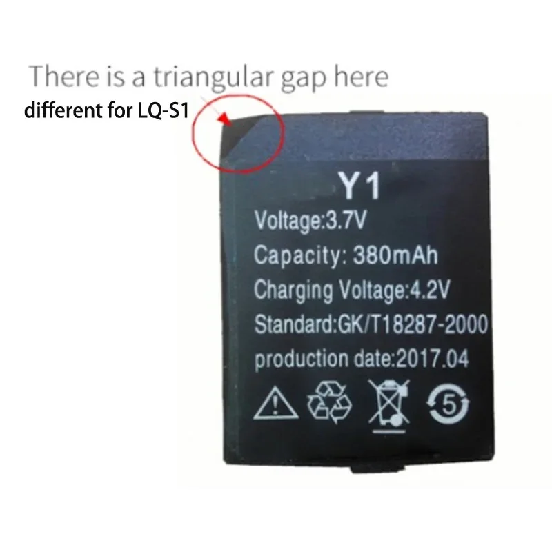 بطارية ليثيوم قابلة للشحن LQ-Y1 ، بطارية ساعة ذكية دائمة ، ساعة ذكية ، HLX-S1 ، DZ09 ، U8 ، A1 ، GT08 ، V8 ، 3.7 فولت ، 380mAh