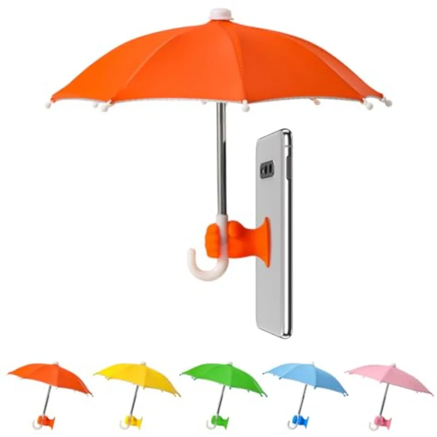 

Phone Umbrella Stand, Sun Shade Mini Umbrella for Cell Phone with Adjustable Fist Style Suction Cup, Universal Anti-Glare Sun V