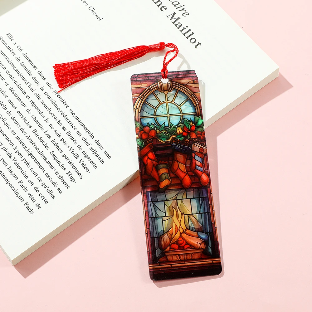 قطعة واحدة من إشارة مرجعية هندسية من الأكريليك الملون الشفاف الصغير لعيد الميلاد، هدية عيد الميلاد للطلاب والمعلمين.