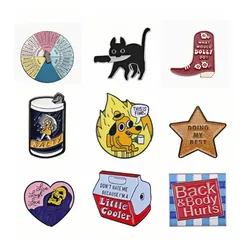 slogan spinning slider series Enamel Pin Brooch Cartoons Badge for Bags Jeans Hoodies Denim Lapel Pin Jewelry Kids Best Gift