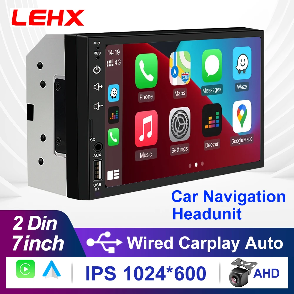 LEHX LW IPS 7inch 2din Stereo Wired Carplay Android auto Car Radio Automotive Multimedia MP5 Player Bluetooth FM Radio Autoradio