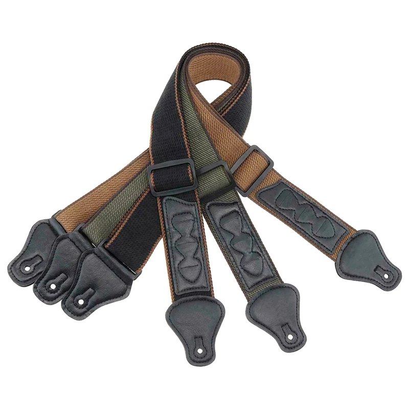 جيتار شعبي جيتار كهربائي باس حزام من القطن الخالص مع غراب رأس - أسود متين