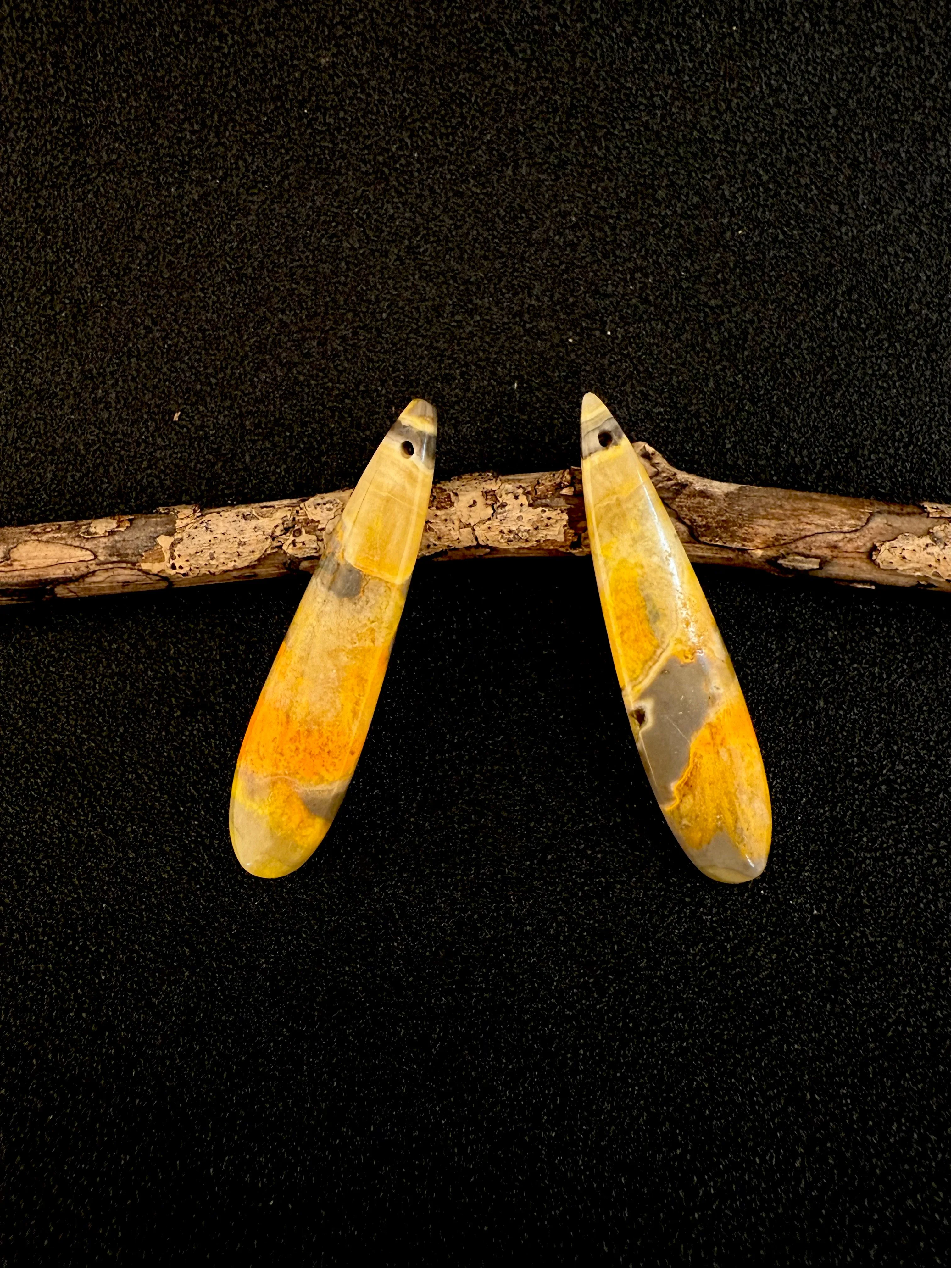Natural Stone Bumble Bee Stone - DIY Handmade Jewelry 38×8×2mm, 4.5g