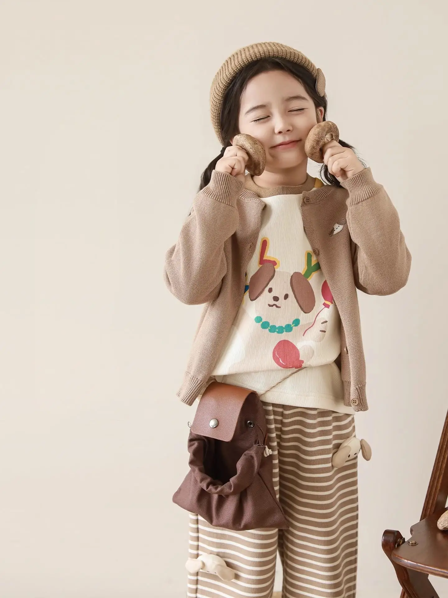 

Кардиган с аппликацией для девочек, осень 2022, причудливый плюшевый теплый уютный вязаный свитер с ребристой отделкой, От 1 до 7 лет