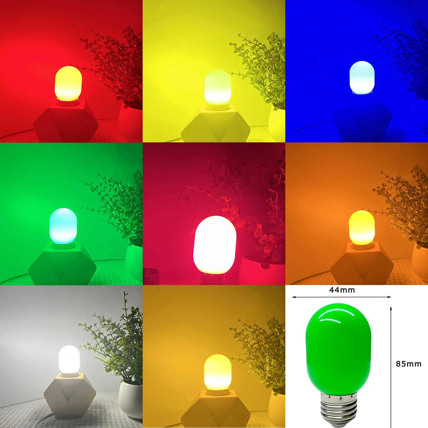 85*44MM Mini 2W E27 B22 Globe Light Bulb 8 Colors LED Atmosphere Lamp Red Yellow Blue Green Pink Orange White for Home 110V 220V