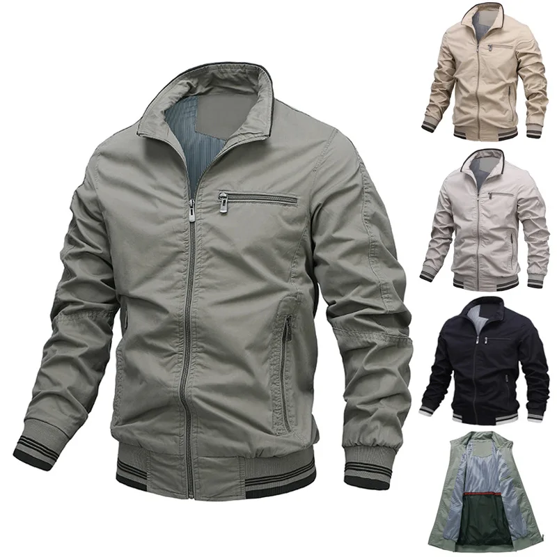 

Washed Cotton Jacket Men's New Solid Color Casual Coat Men's Top