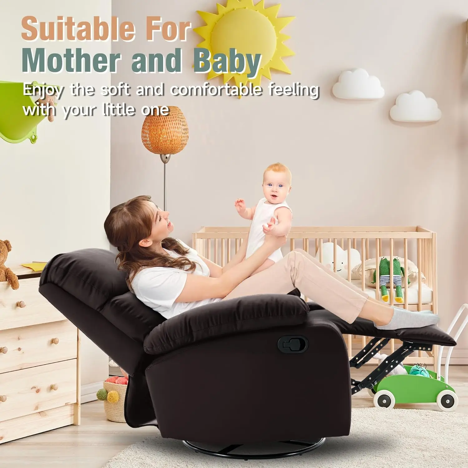 Swivel Rocker Recliner, Rocking Recliners Chair For Small Spaces, Small Rocker Recliner Chair, Nursery Rocking Chairs For