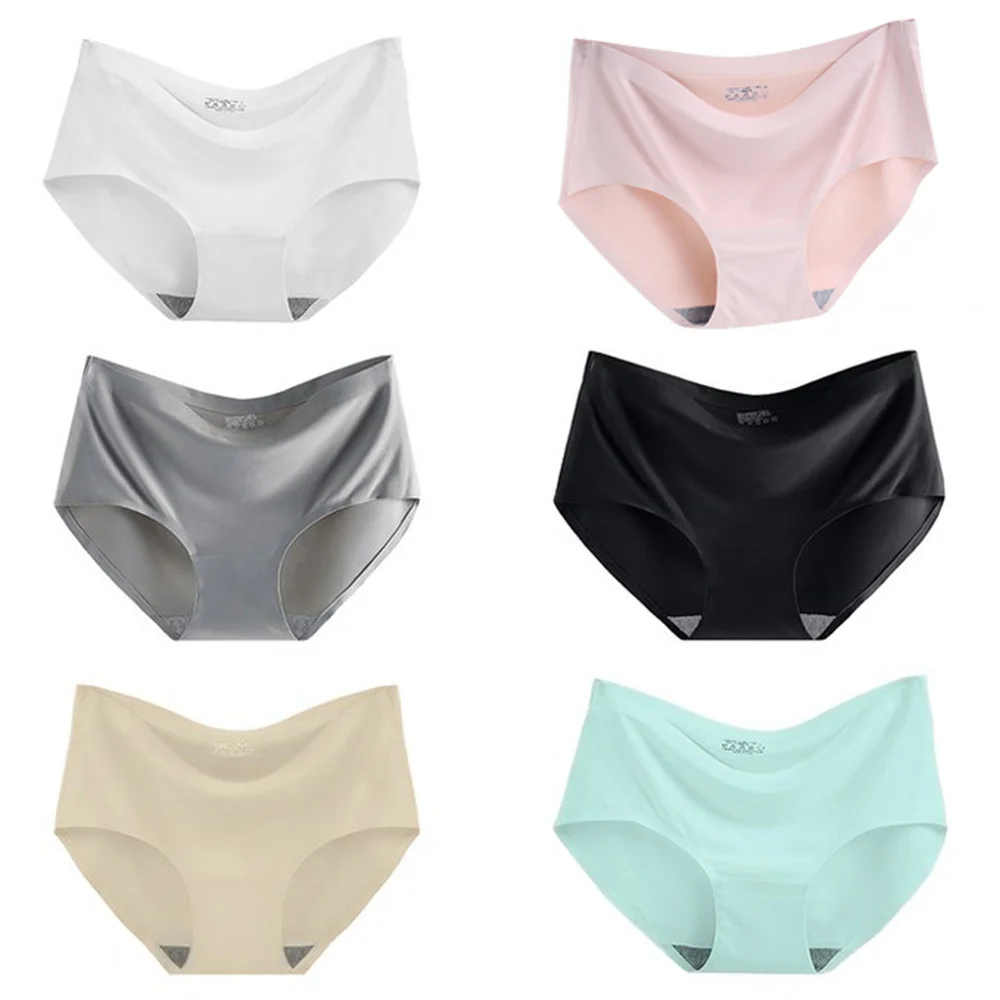 

6PCS Women's Sexy Panties Ice Silk Briefs Underwear Sexy Seamless Lingerie Women Intimate Lingerie Briefs Traceless Underpants