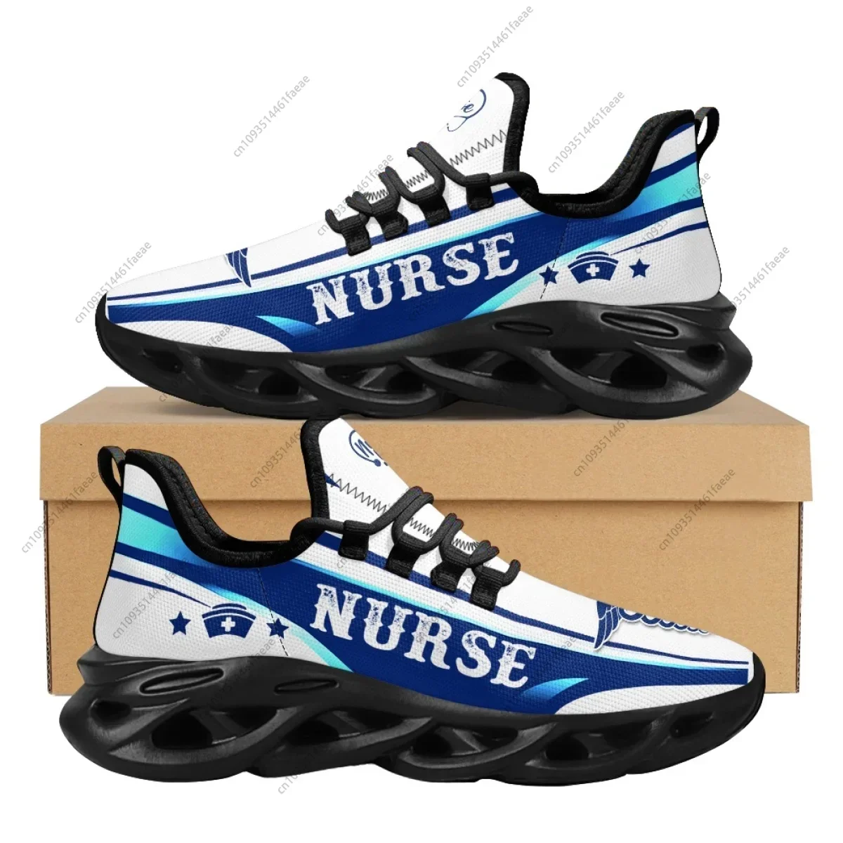 Custom EMT Nurse Pattern Platform Sneakers Light Mesh Shoes Women Lace-Up Shoes Spring Travel Mesh Kint Shoes Daily Flats