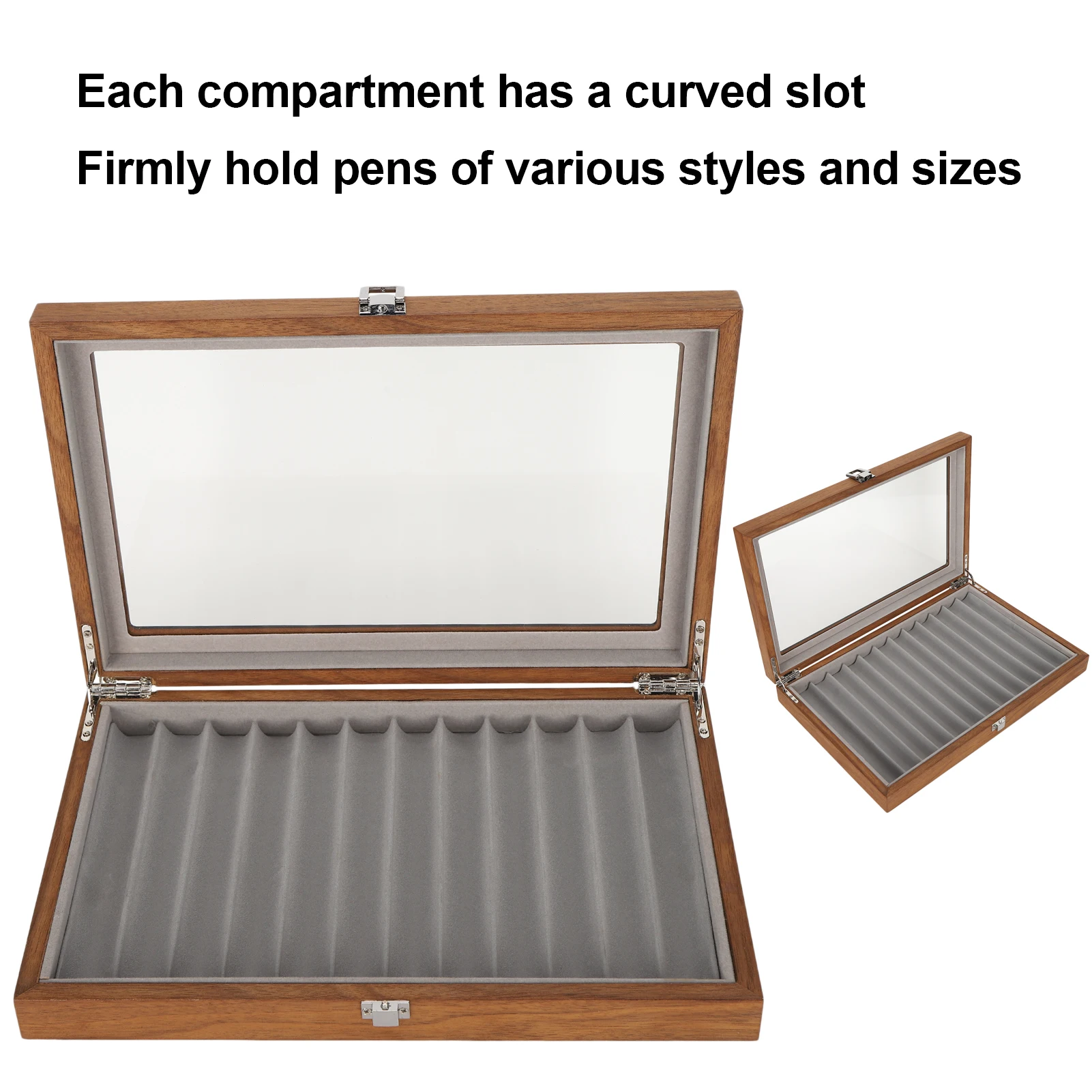 Pen Organizer Wooden Pen Display Box Wooden Fountain Pen Display Case Organizer Walnut Wood Storage Gift Box for 12 Pens Display