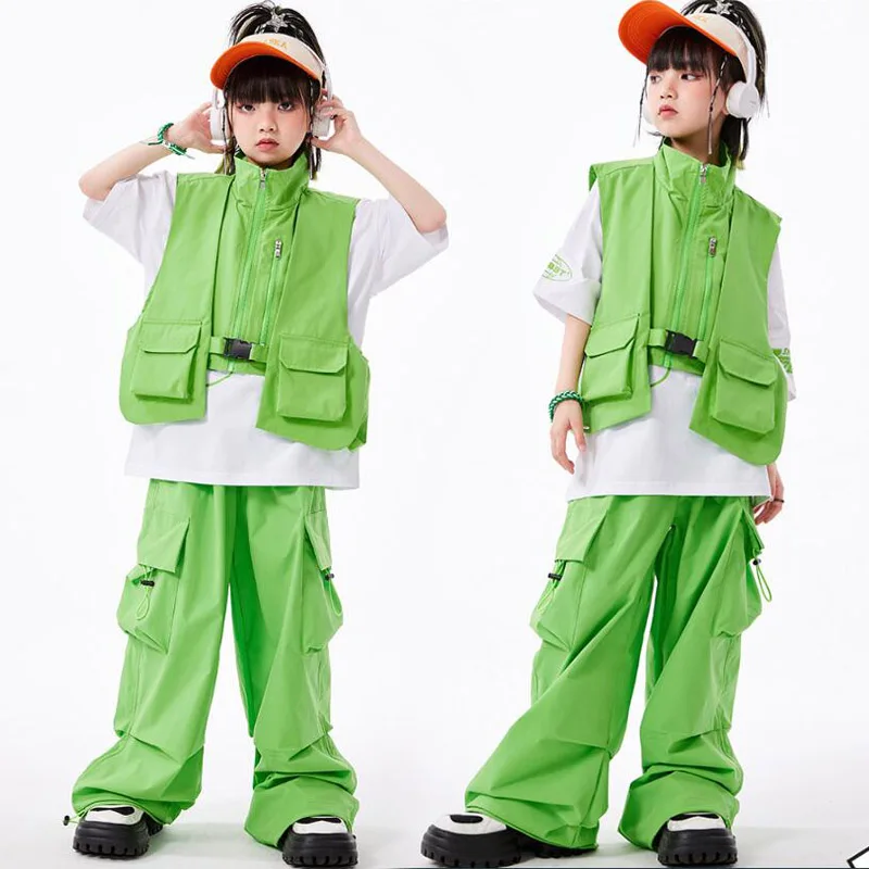 Hip Hop Girls Solid Vest Cagro Pants Boys Candy Colors Street Dance Outfits Shorts Child Streetwear Kids Teens Jazz Clothes Sets