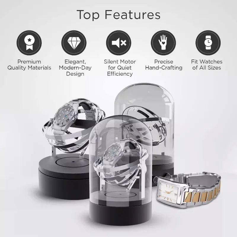 Automatic Watch Winder Box Glass Zero Magnetism Boxes for Watch Case Silent Display Showroom Storage Box Organizer Safe Deposit