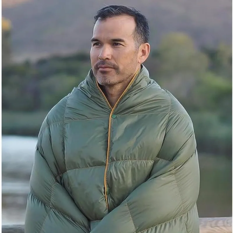 

Multi-Scenario Down Blanket -Wearable Wrap for Camping/Travel/Office Nap, Lightweight&Packable Feather Quilt with Carrying Pouch