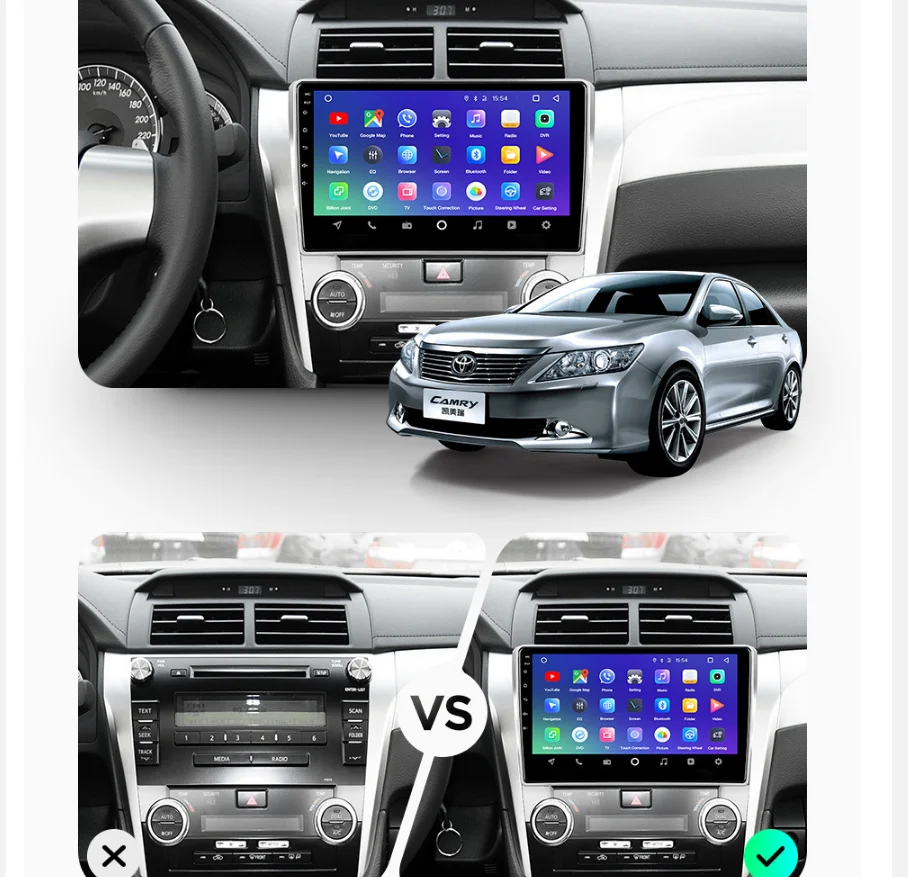 For Toyota Camry 2012-2015 Car Radio CarPlay GPS Navigation Multimedia Player Touch Screen DSP Stereo Head Unit