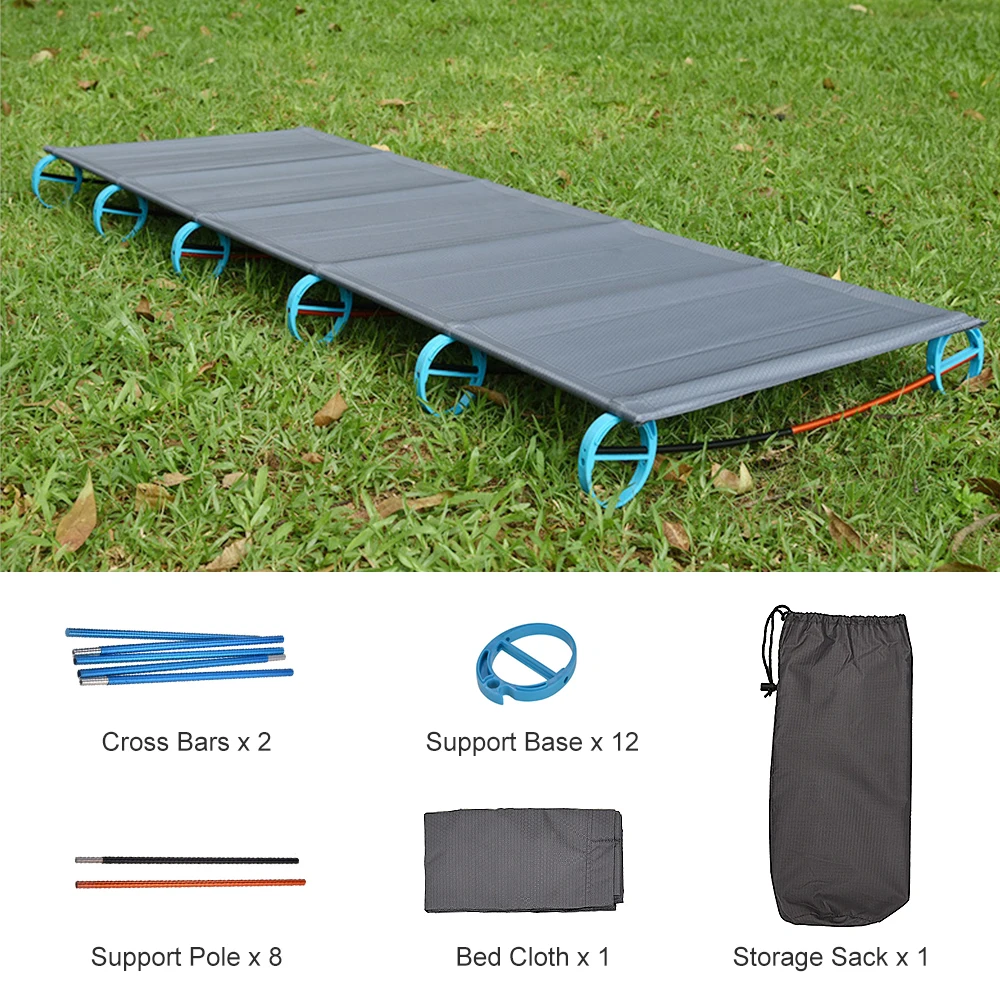 Outdoor Portable Camping Bed Aluminum Alloy Traval Cot Ultralight Camping Tent Bed Portable Office Single Bed Camping Cot