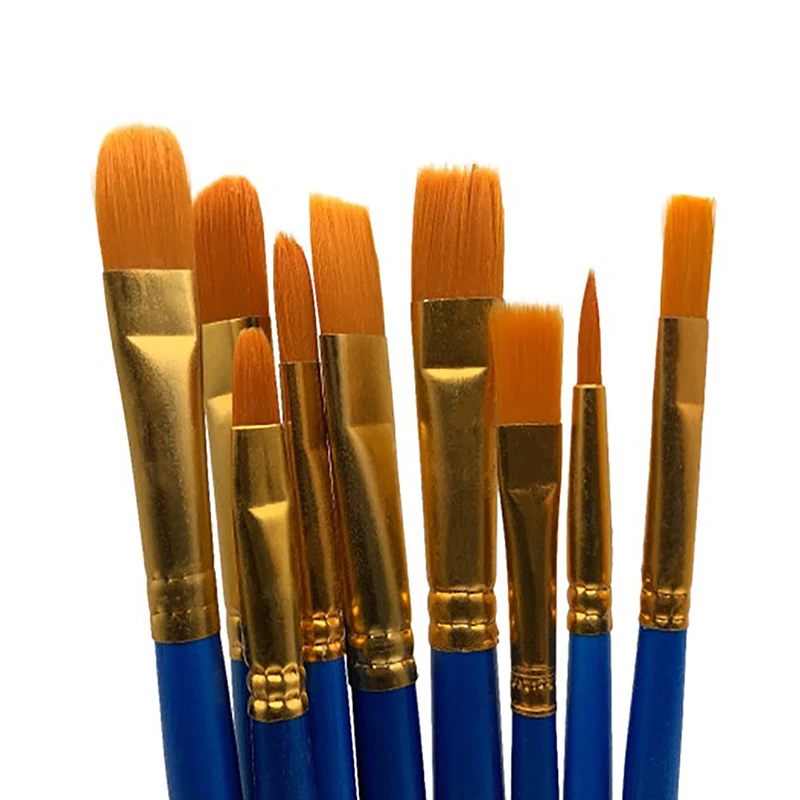 10PCS Nylon Paint Brush Professional Watercolor Acrylic Oil Painting Wooden Handle Painting Brushes Art Supplies Stationery