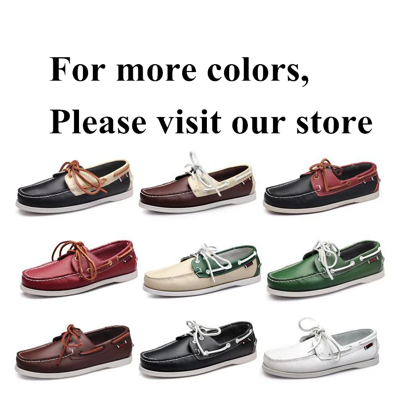 Fashion Men Women Genuine Leather Classic Boat Shoes,Man Homme Femme Plus Size 36-46 Flats Loafers Male Driving Shoes Non-slip