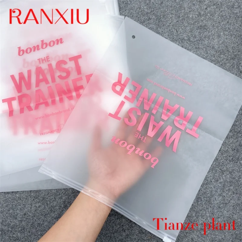 

Custom Cheap custom printed zipper garment shirt packaging frosted transparent slide zip lock plastic bags with own logo