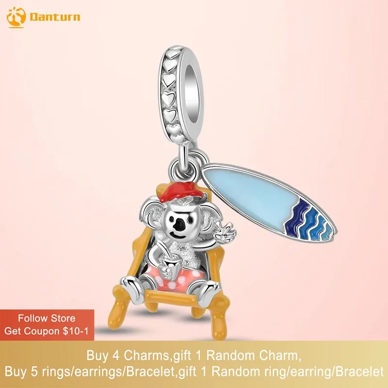 

Danturn 925 Sterling Silver Beads Relaxed Vacation Kangaroo Dangle Charm fit Snake Chain Bracelets Fashion Women Jewelry Making