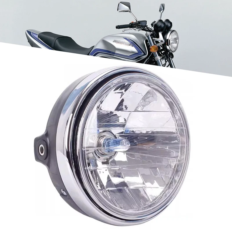 

Black Motorcycle Headlight Front Light Amber Cafe Racer Light Universal for Suzuki Honda CB400 CB500 CB1300 Hornet 250 600 900