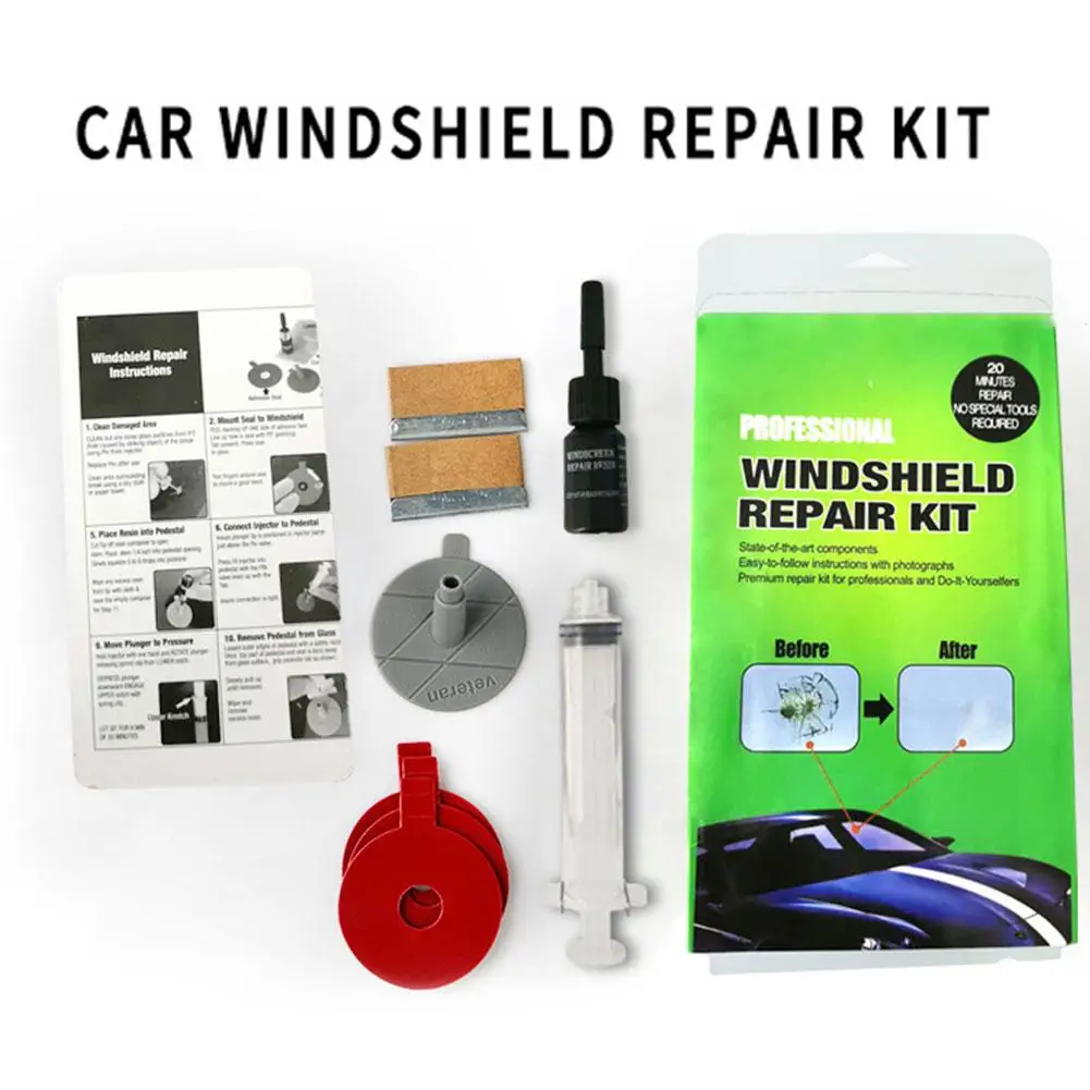 Car Glass Repair Kit With Lamp Upgrade Crack Auto Glass Repair Fluid Curing Glue Windshield Restore Scratch Crack Repair Tools