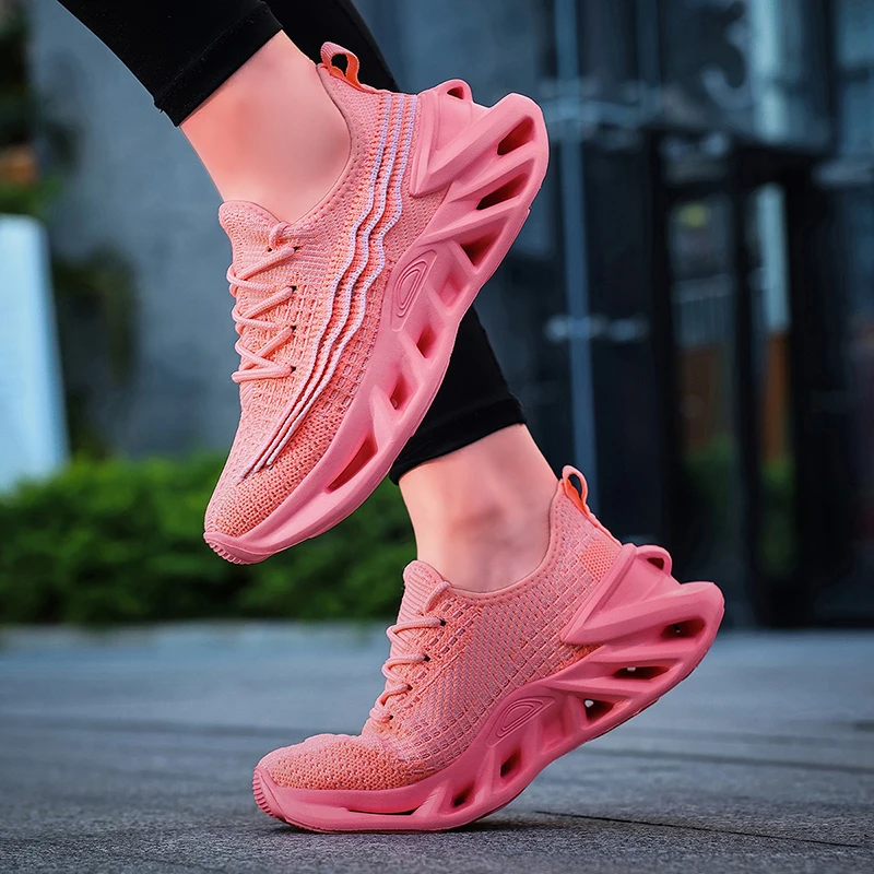 Fashion Purple Running Shoes Unisex Breathable Knit Socks Shoes Woman Sports Shoes Cushion Light Blade Sneakers Man zapatillas