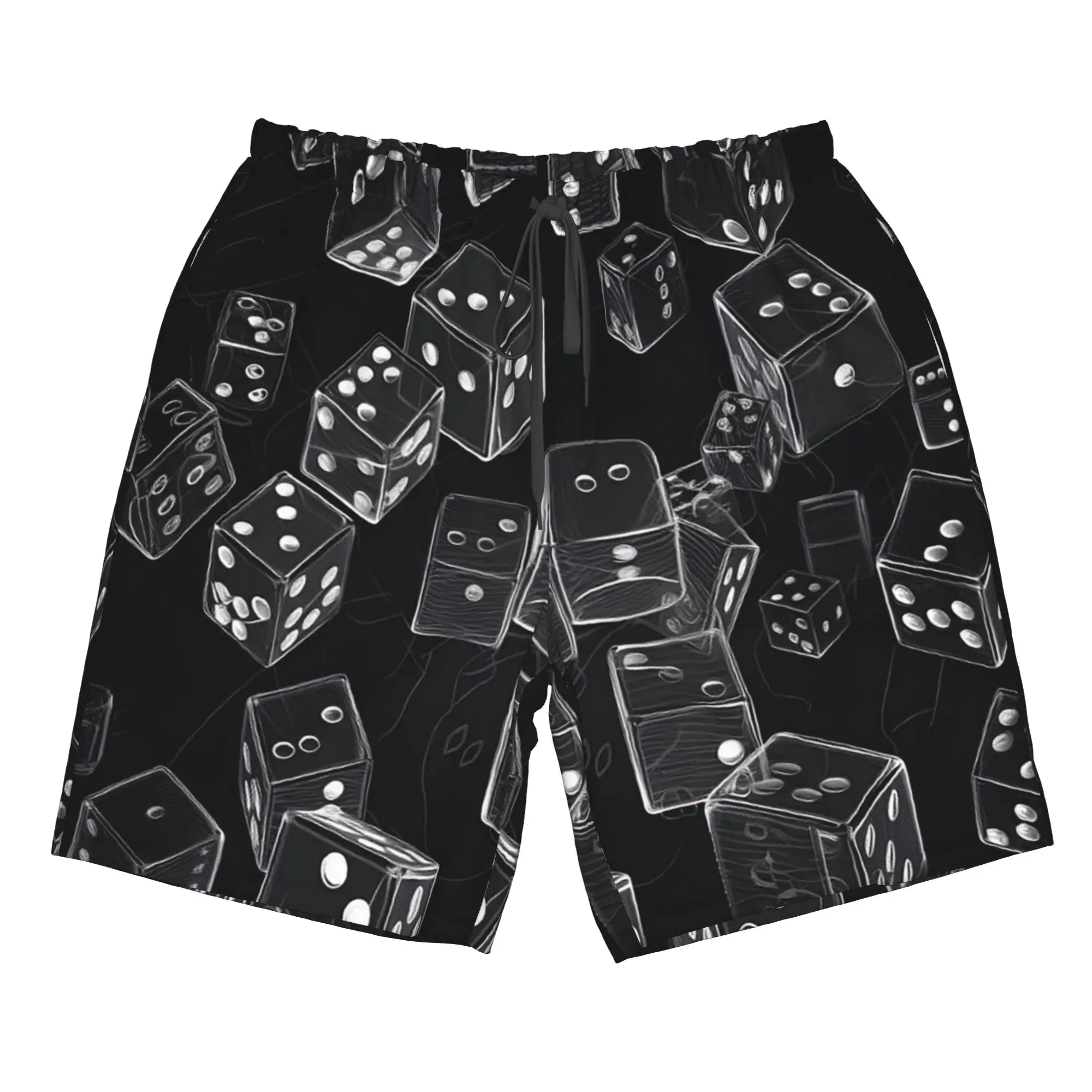 Geometric Dice Pattern Trunks Beach Board Shorts Casual Quick Dry Swim Summer Men Pants