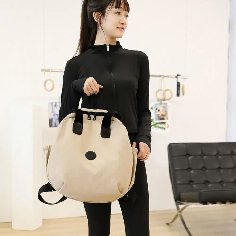 Korean Style Swimming Nylon Backpack Solid Color Nylon Round Shape Shoulder Bag Tote Bag Niche Design Fitness Bag Office Worker