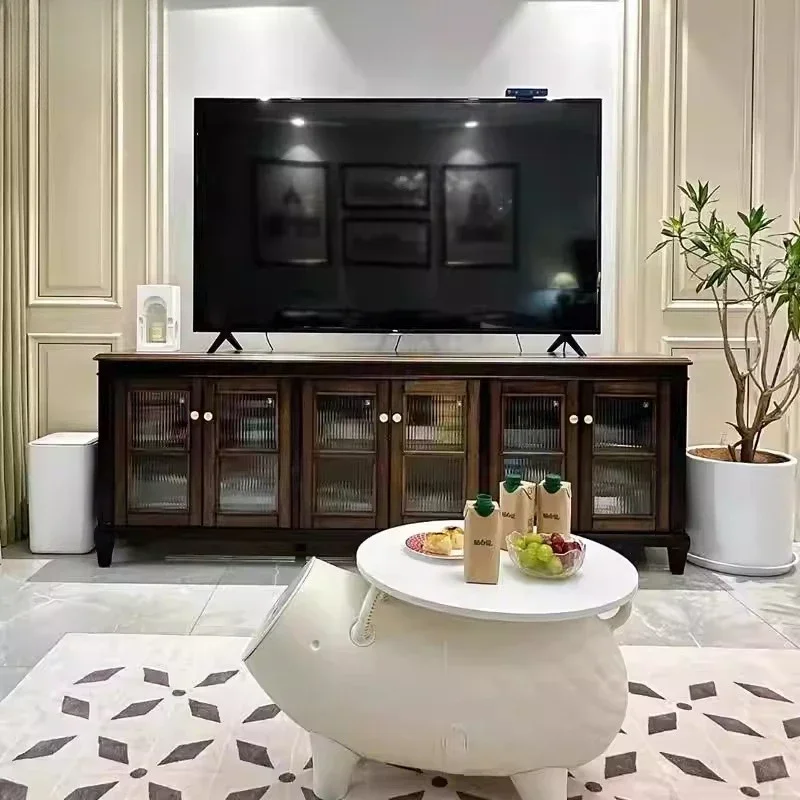 Retro solid wood TV cabinet, simple living room floor cabinet, advanced storage cabinet, audio-visual cabinet