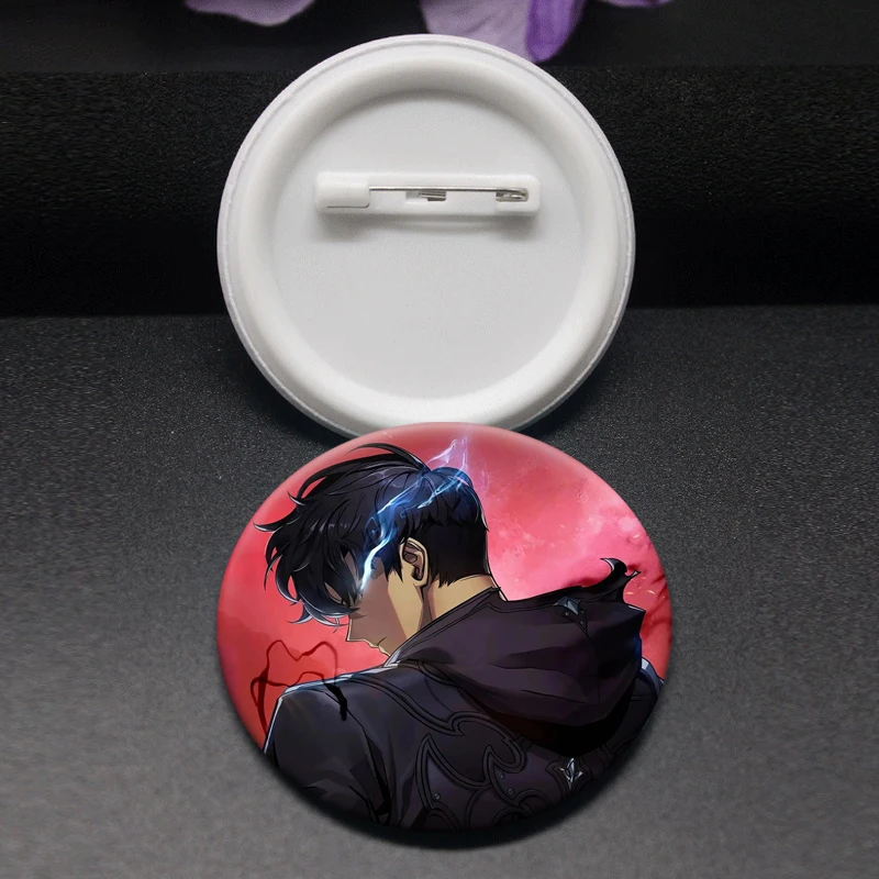 Anime Solo Leveling Button Pins Sung Jinwoo Cha Hae in Cartoon Badge Round Handmade Brooches for Backpack Accessories Gifts