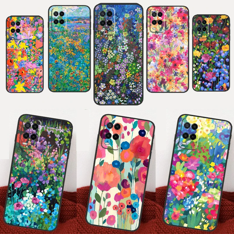 Colourful Flower Painting Art For OPPO A78 A98 A77 A57 A17 A74 A94 A15 A16 A52 A72 A91 A76 A96 A5 A9 A53S A54S A57S Case