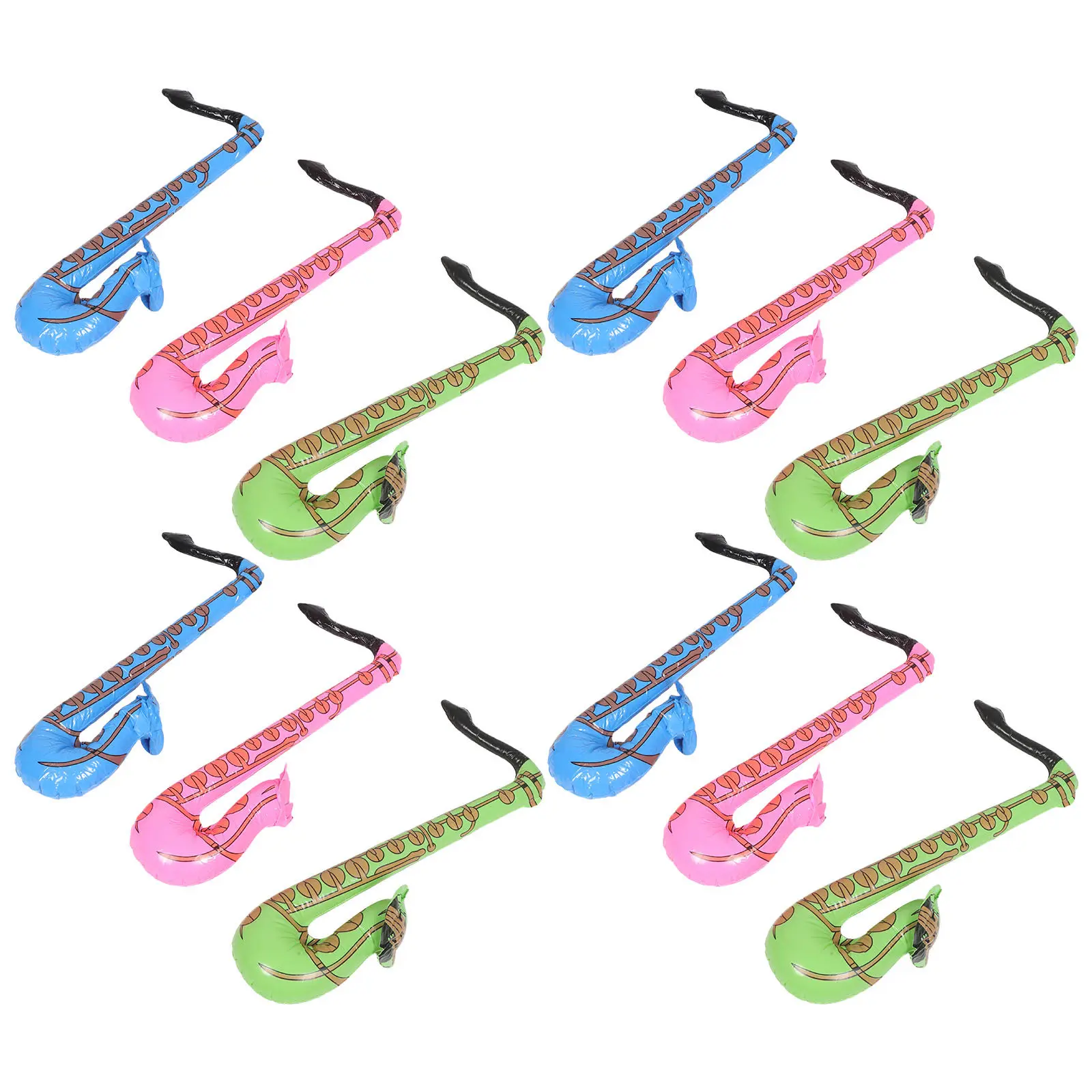 12Pcs Inflatable Musical Instruments Kids Saxophone Prop Set Reusable Portable Stage Props Photo Booth Decorations Music Play