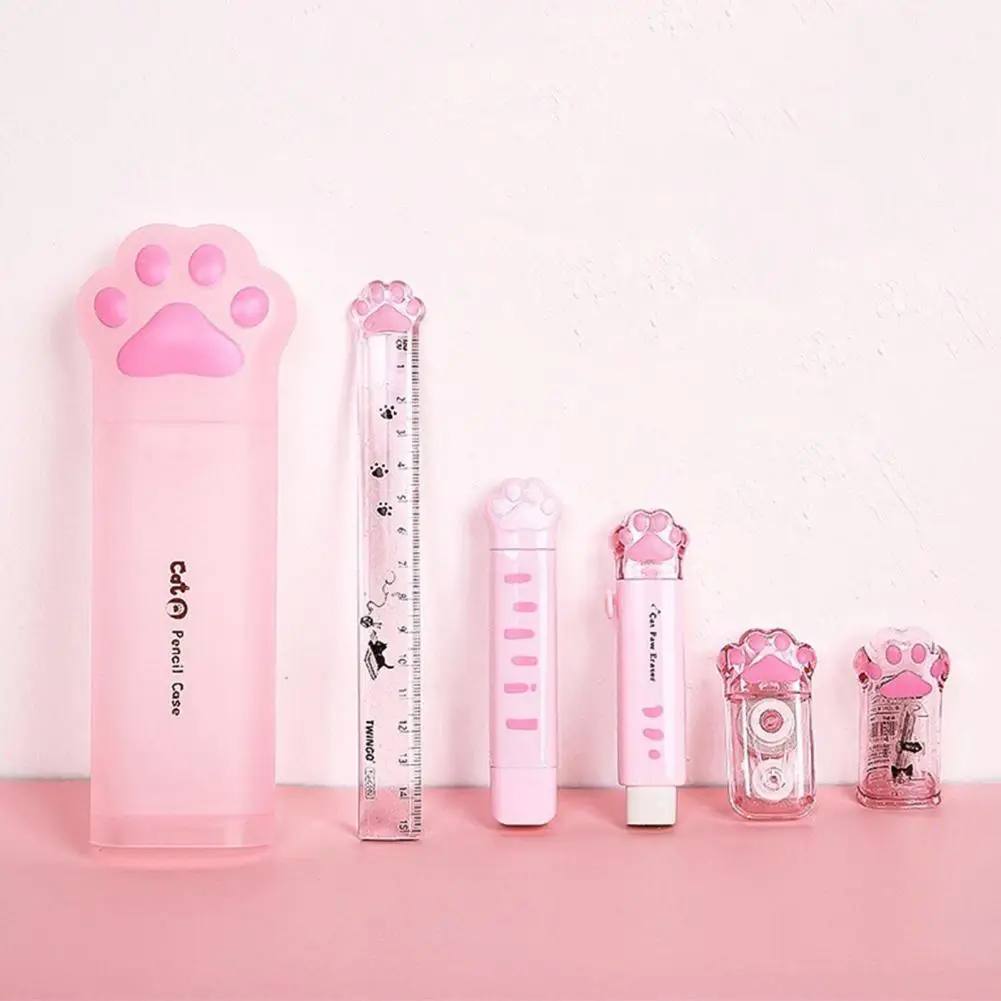 Juego de artículos de oficina ligeros, goma de borrar para la escuela, bonita Pata de Gato, papelería Adorable