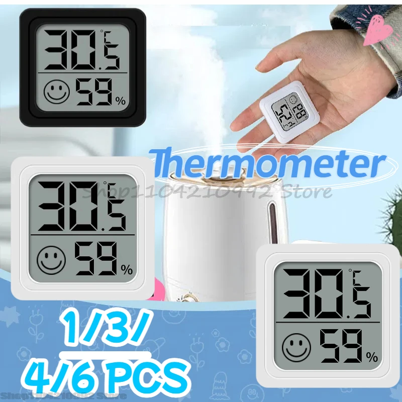 Mini Termómetro Digital LCD, Higrómetro, Medidor de Temperatura y Humedad Interior, Sensor, Estación Meteorológica, Juego de 1/3/4/6 Piezas