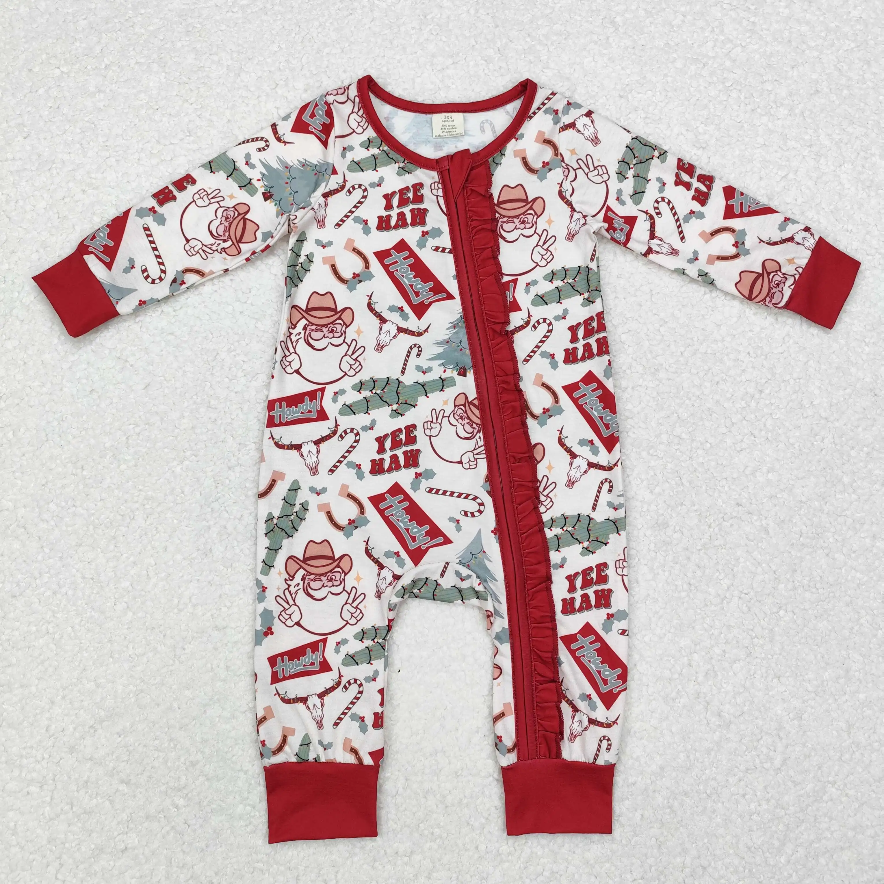 

Wholesale Children Baby Girl Cactus Cow Romper Kids Infant Zipper Toddler One-piece Newborn Coverall Christmas Santa Bodysuit