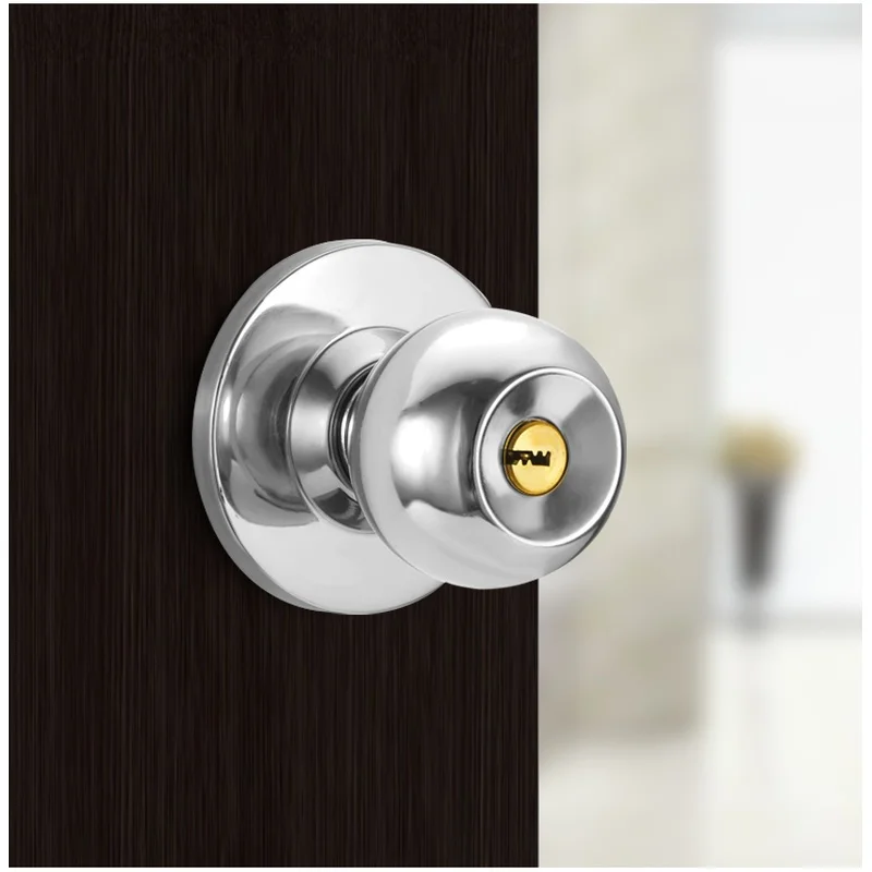 Multi-Pack Aluminum Alloy Round Door Knob, Rotation Lock Knobset with Key for Bedroom Bathroom Living Room