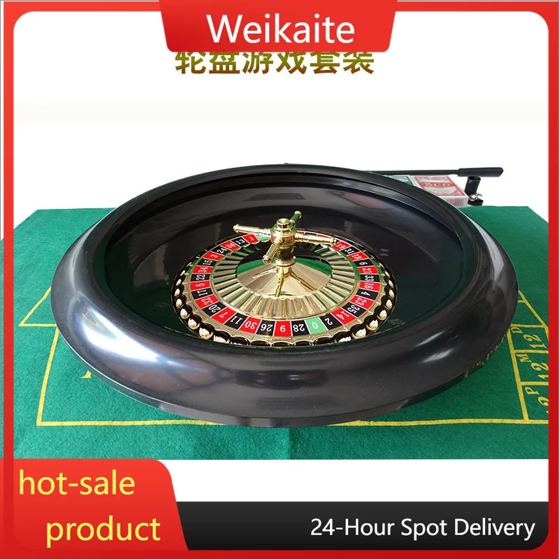 

Russian Roulette Set 16 Inch Plastic Turntable with Tablecloth Chips Poker Ball Chip Scrapers